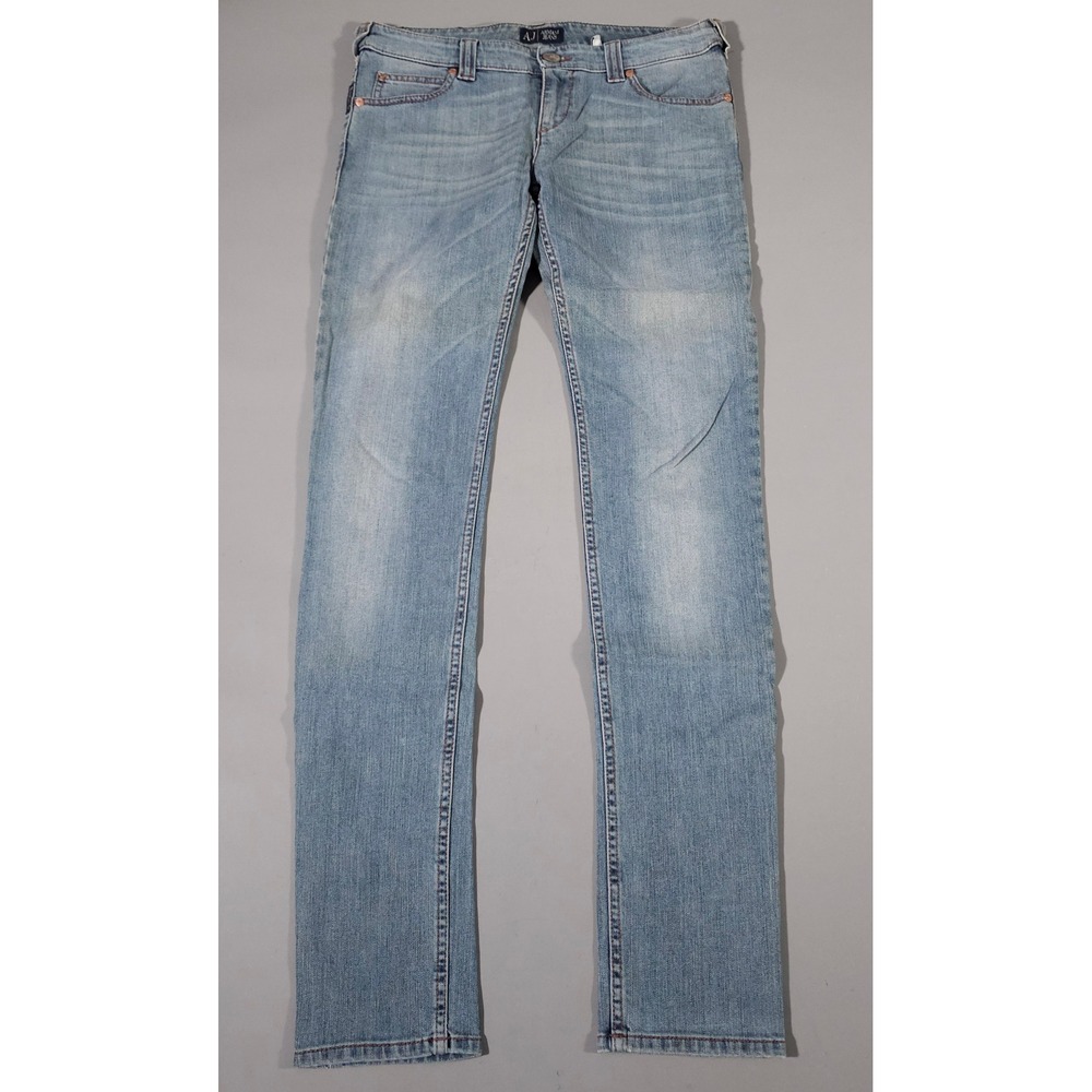 Armani‎ Jeans Slim Fit Pants Mens 27 Light Blue Denim Zipper Back Pockets